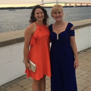 rent the runway:  Orange linen Badgley Mischka dress